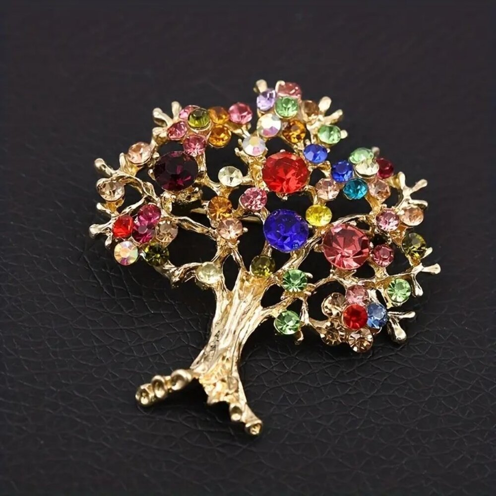 Bedazzled Crystal Tree of Life or Xmas Tree Brooche Brand New